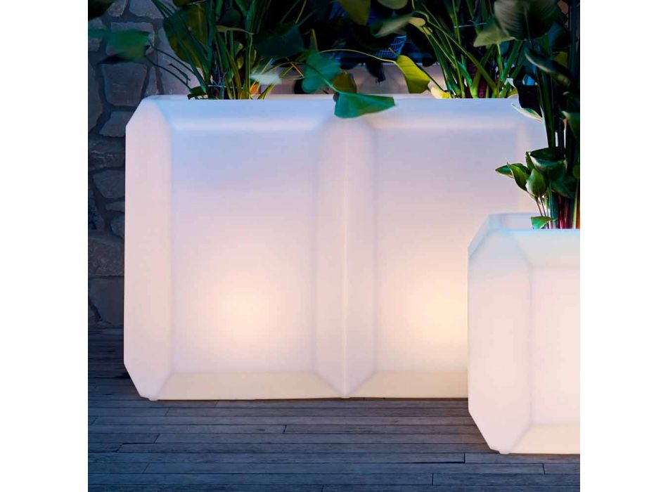 Lichtgevende vaas in plastic voor buiten of binnen, 3 afmetingen - Gem by Myyour Viadurini