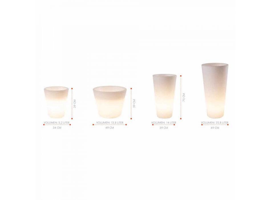Lichtgevende vaas voor buiten en binnen, kleurrijk ontwerp in 3 afmetingen - Vasostar Viadurini