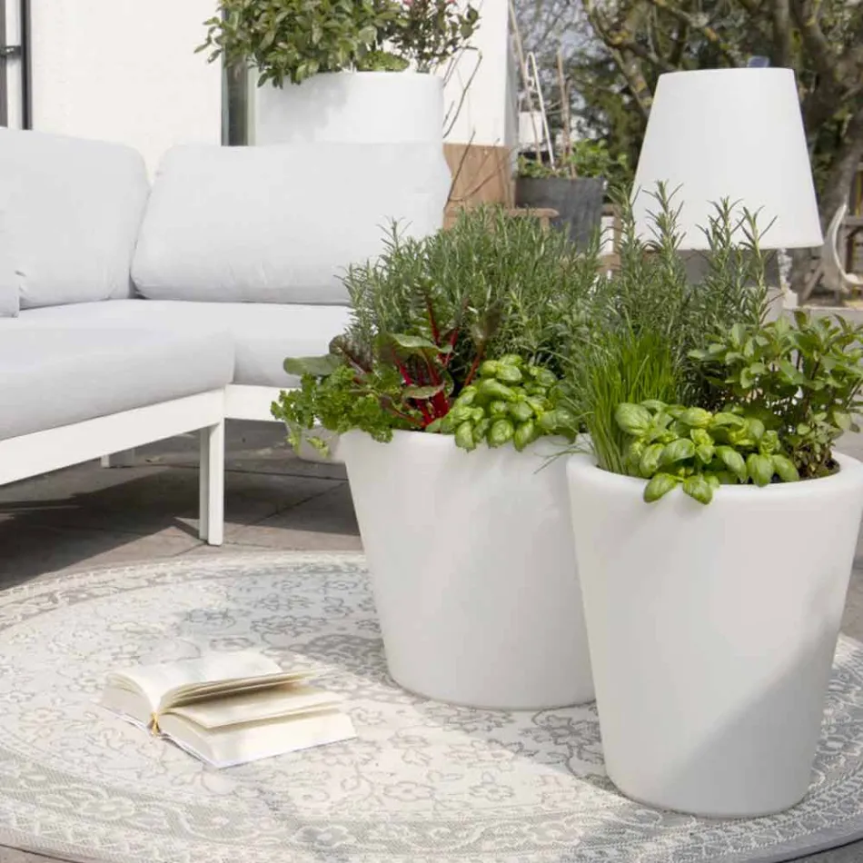 Lichtgevende vaas voor buiten en binnen, kleurrijk ontwerp in 3 afmetingen - Vasostar Viadurini