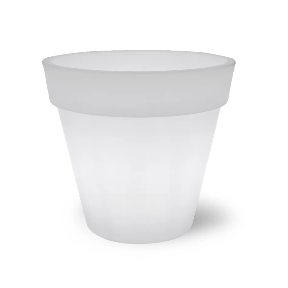 Heldere vaas voor buiten in wit polyethyleen Made in Italy - Taralla Viadurini