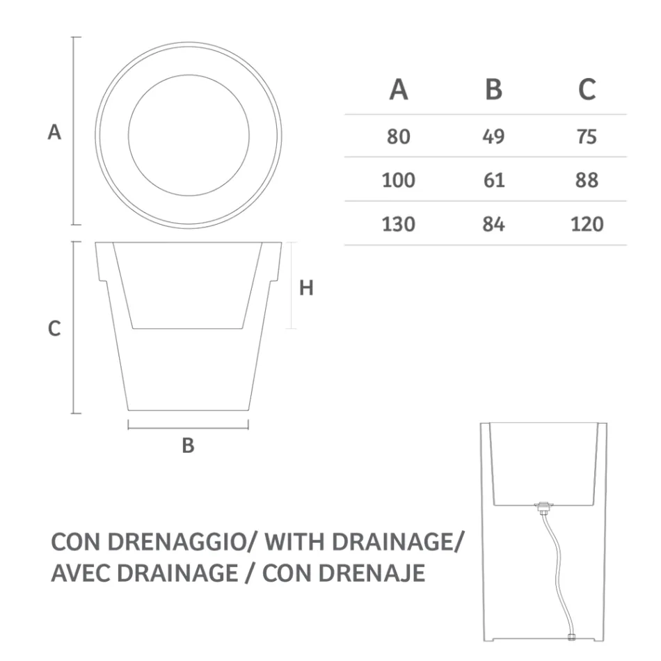 Lichtgevende vaas voor buiten in wit polyethyleen Made in Italy - Taralla Viadurini