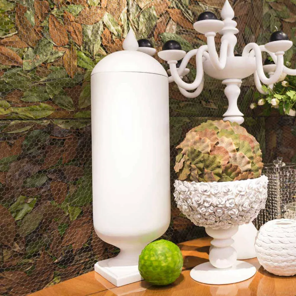 Moderne handgemaakte witte keramische vaas gemaakt in Italië - Chantal Viadurini