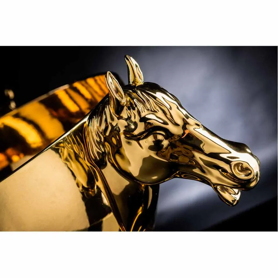 Siervaas voor binnen in wit keramiek of 24-karaats goud gemaakt in Italië - Jacky Viadurini