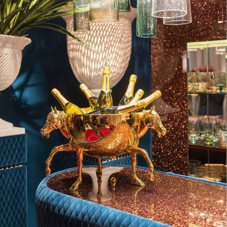 Siervaas voor binnen in wit keramiek of 24-karaats goud gemaakt in Italië - Jacky Viadurini