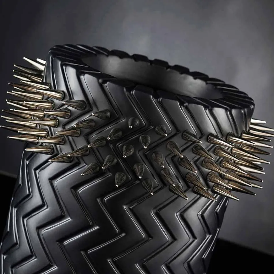 Handgemaakte matzwarte keramische siervaas - Jungle Viadurini