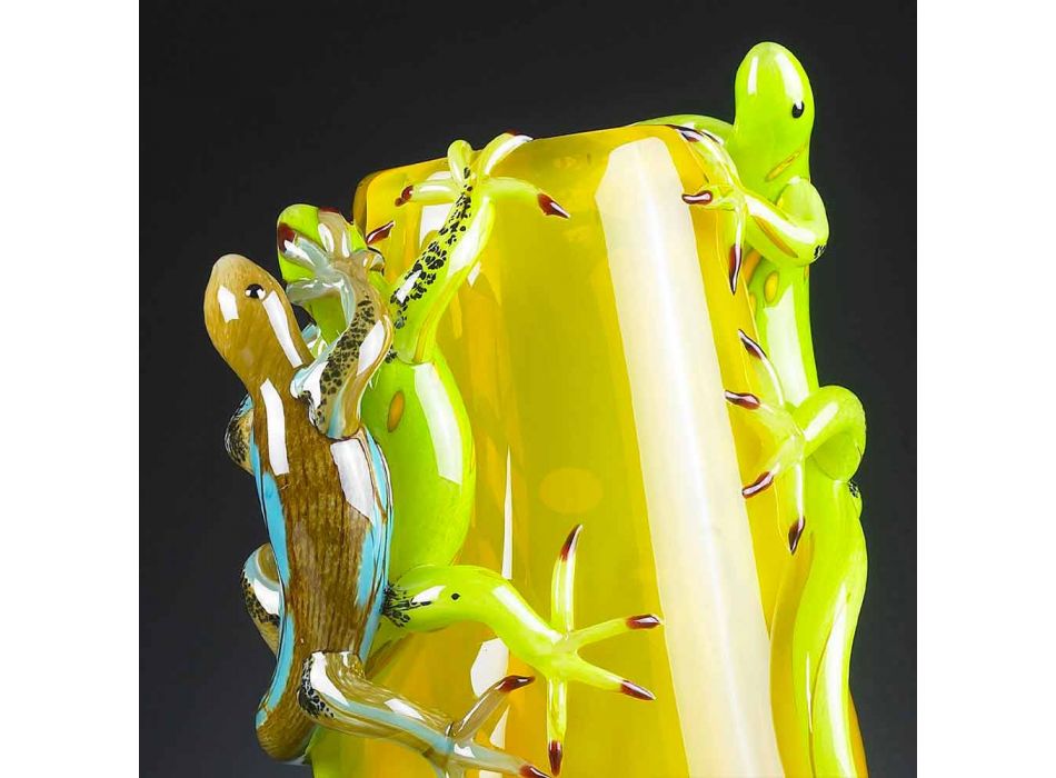 Gekleurde glazen siervaas, handgemaakt in Italië - Geco Viadurini