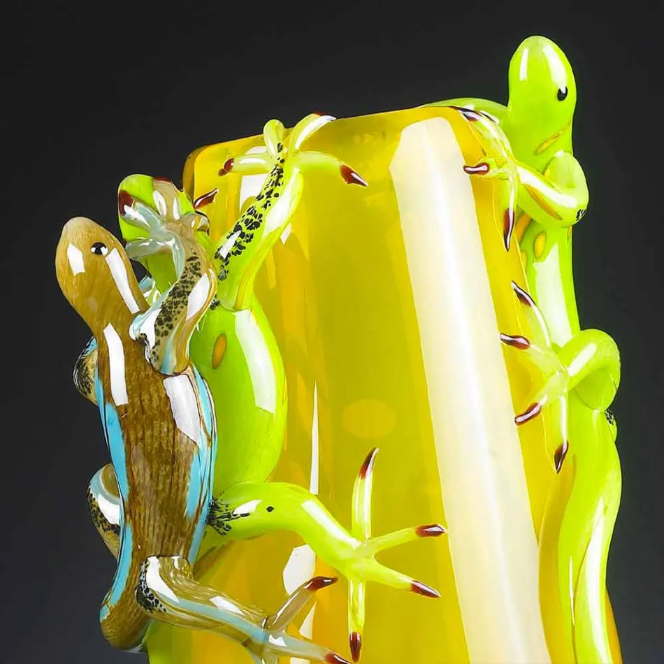 Gekleurde glazen siervaas, handgemaakt in Italië - Geco Viadurini