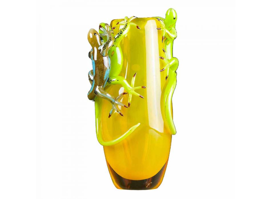 Gekleurde glazen siervaas, handgemaakt in Italië - Geco Viadurini