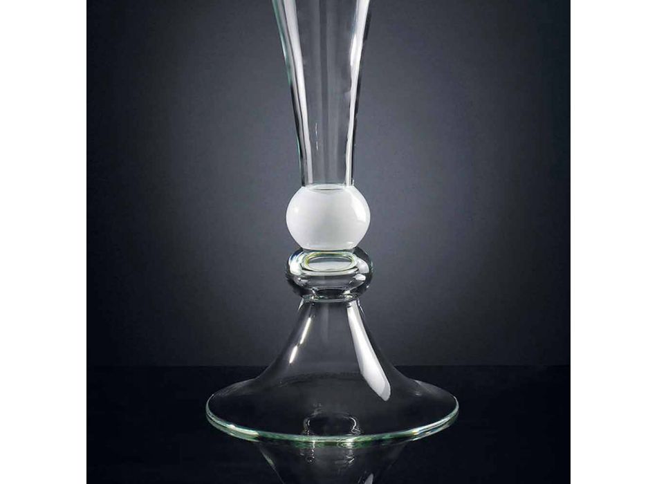 Transparante glazen siervaas met witte bol Made in Italy - Vanissa Viadurini