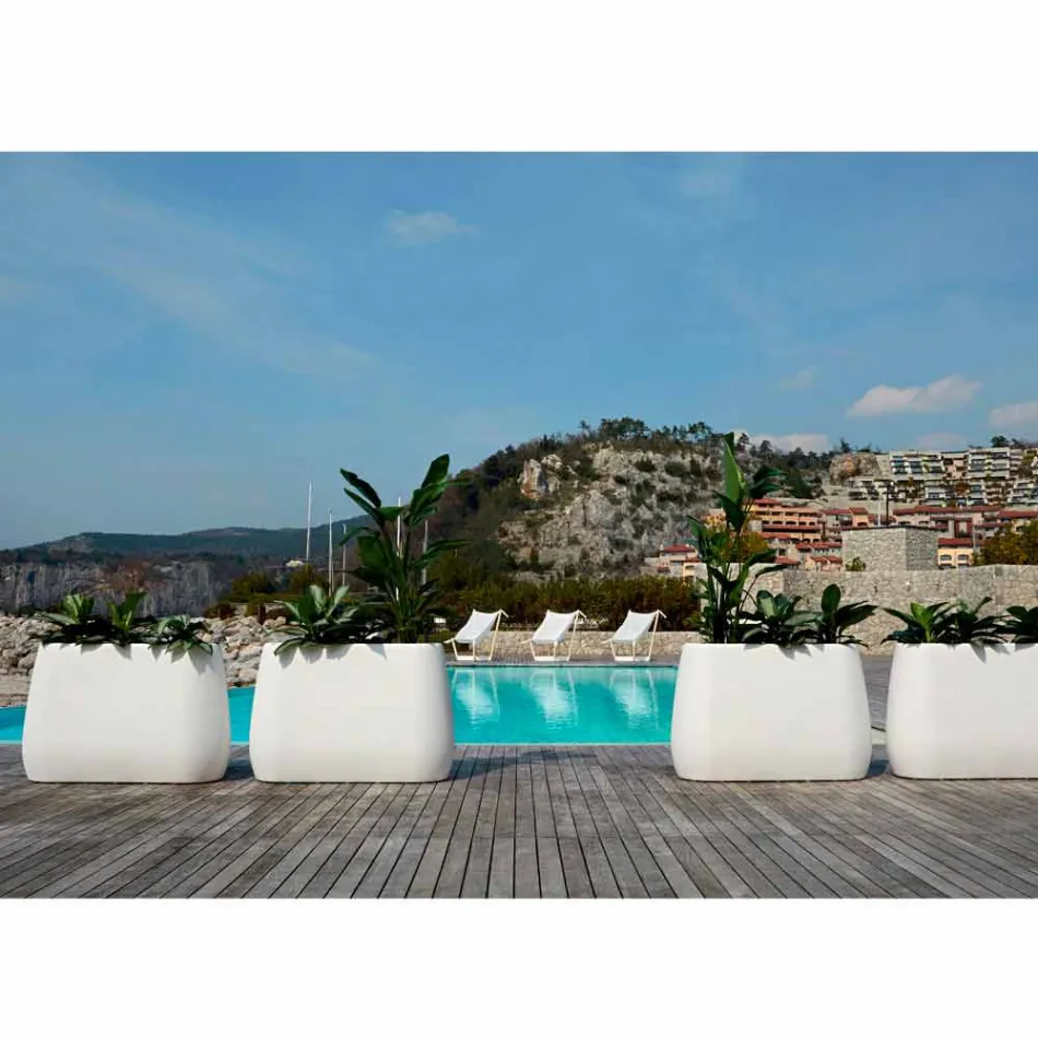 Witte designvaas voor binnen of buiten in drie maten, 2 stuks - Pandora by Myyour Viadurini