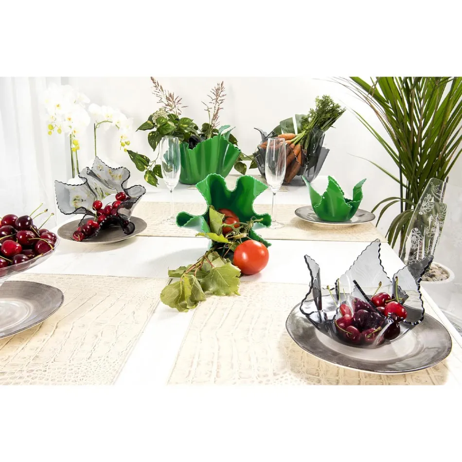 Recyclebare gedrapeerde vaas van gekleurd plexiglas 2 stuks 2 maten - Gabria Viadurini