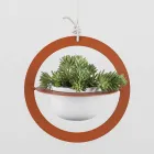 Hangende bloemenvaas in staal en keramiek Made in Italy - Leotta Viadurini