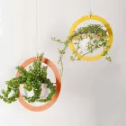 Hangende bloemenvaas in staal en keramiek Made in Italy - Leotta Viadurini