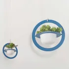 Hangende bloemenvaas in staal en keramiek Made in Italy - Leotta Viadurini