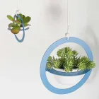 Hangende bloemenvaas in staal en keramiek Made in Italy - Leotta Viadurini