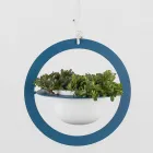 Hangende bloemenvaas in staal en keramiek Made in Italy - Leotta Viadurini