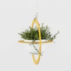 Hangende bloemenvaas in staal en keramiek Made in Italy - Leotta Viadurini