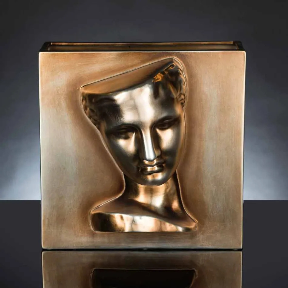 Moderne rechthoekige vaas in gekleurd keramiek, handgemaakt in Italië - Lucas Viadurini