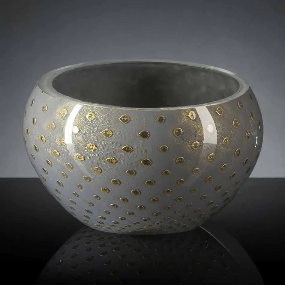 Ronde binnenvaas in gekleurd Murano-glas gemaakt in Italië - Asper Viadurini