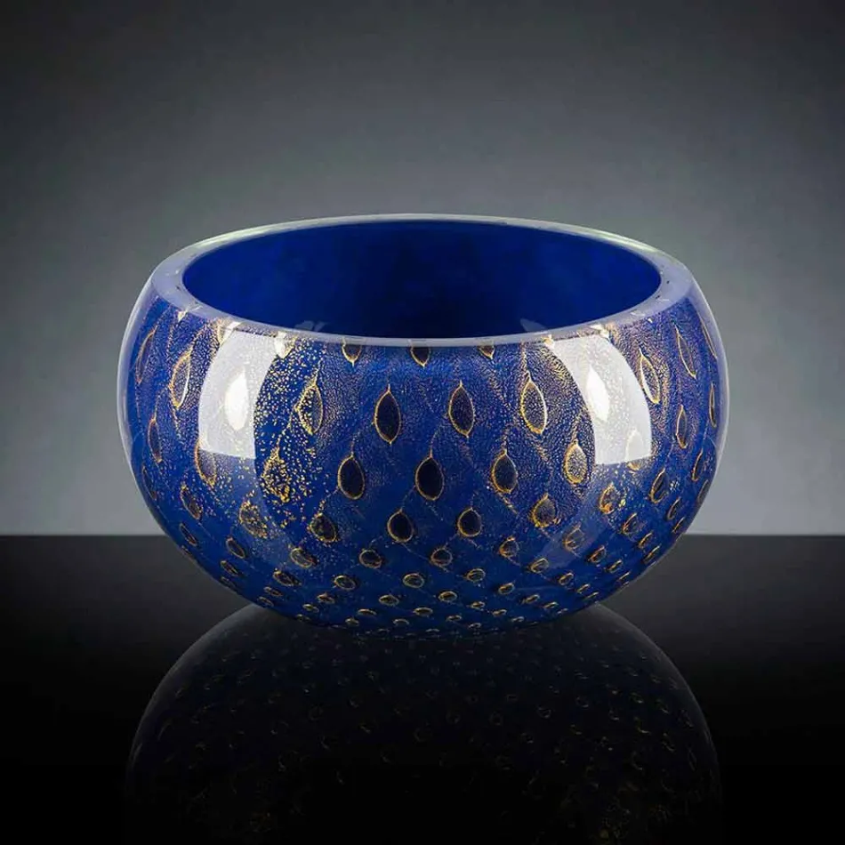 Ronde binnenvaas in gekleurd Murano-glas gemaakt in Italië - Asper Viadurini