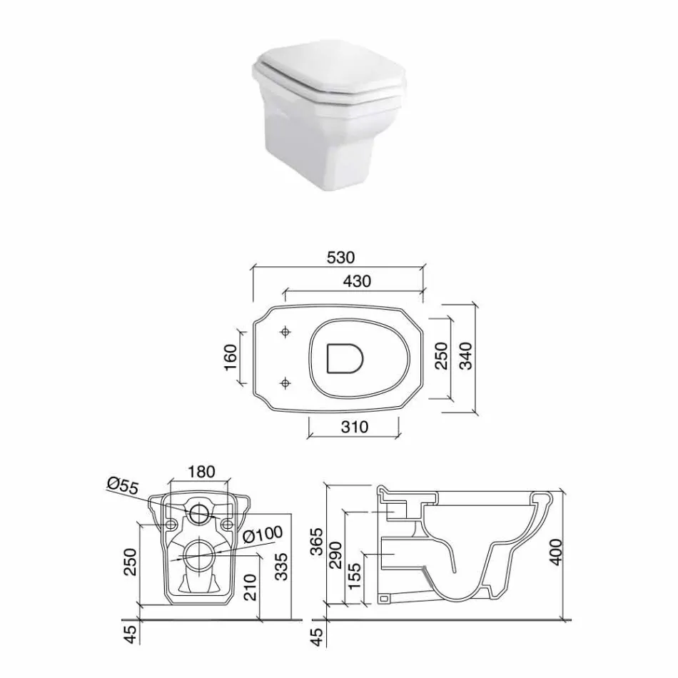 Witte keramische hangende vaas in klassieke stijl, gemaakt in Italië - Nausica Viadurini