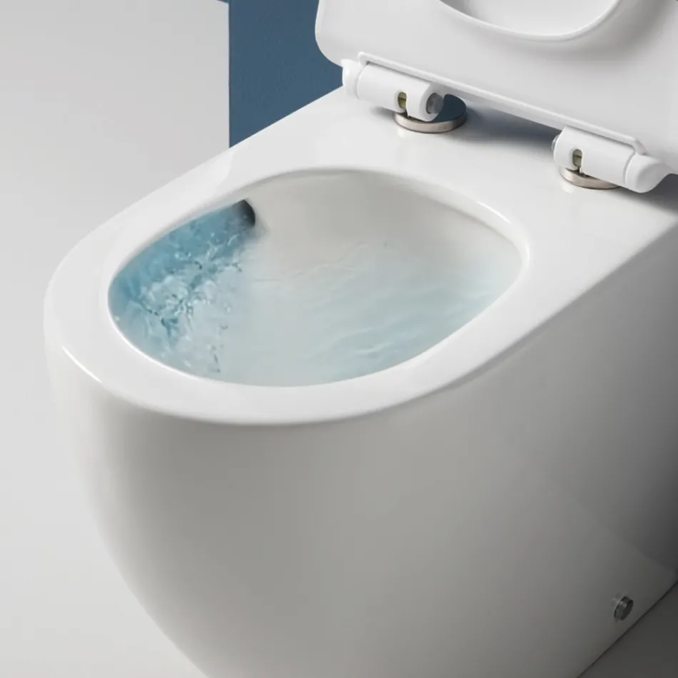 Aralia witte keramische staande cycloontoilet met softclose zitting. Viadurini