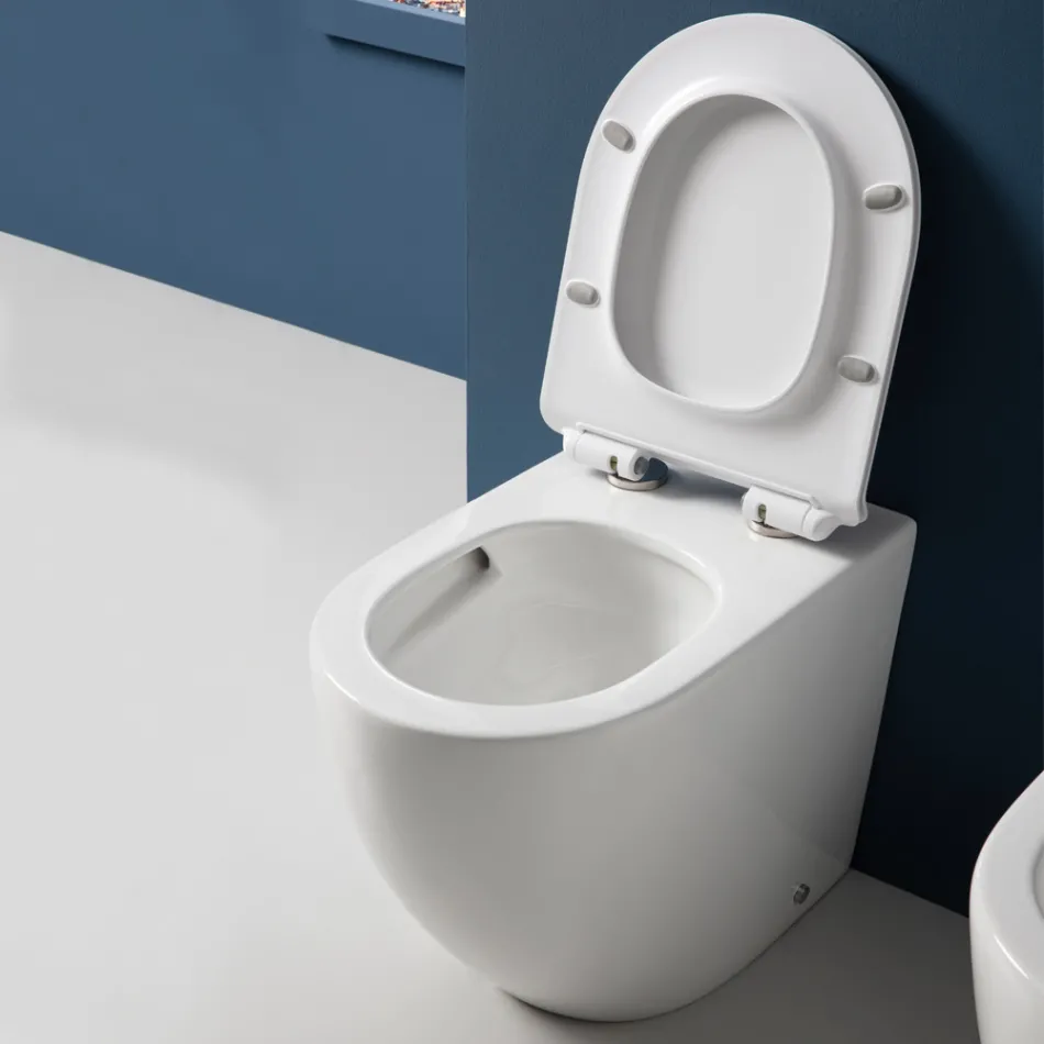 Aralia witte keramische staande cycloontoilet met softclose zitting. Viadurini