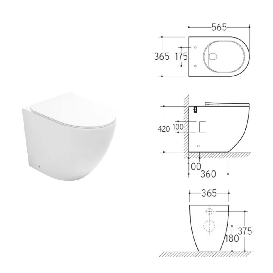 Aralia witte keramische staande cycloontoilet met softclose zitting. Viadurini