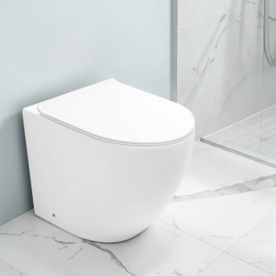 Aralia witte keramische staande cycloontoilet met softclose zitting. Viadurini