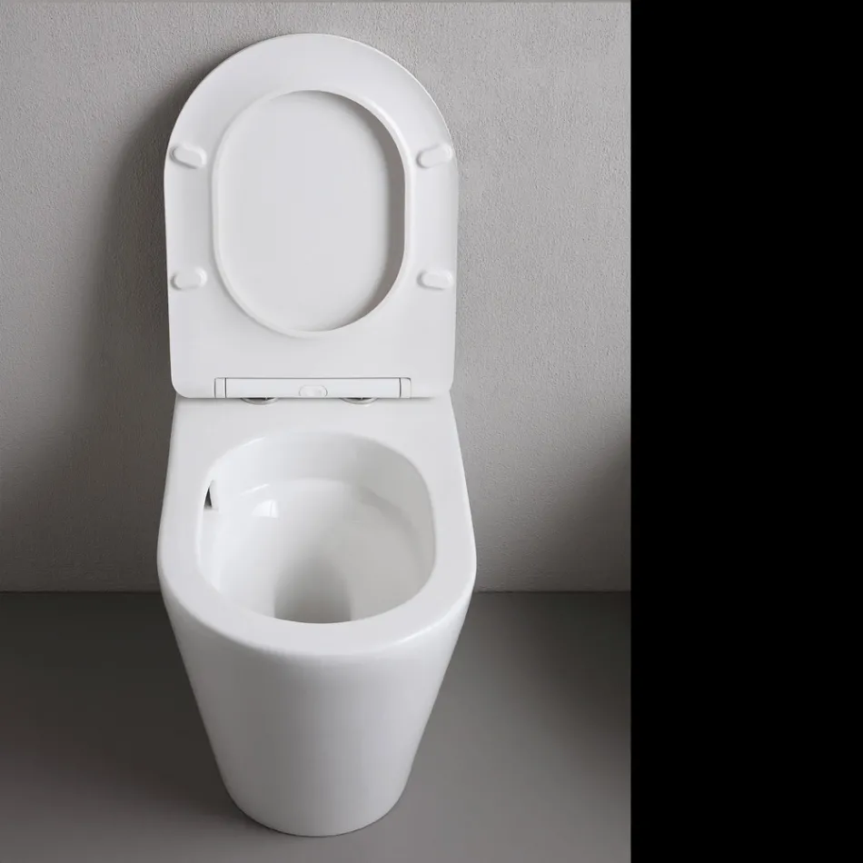 Vrijstaand toilet met slanke softclose-zitting in wit keramiek - Salice Viadurini