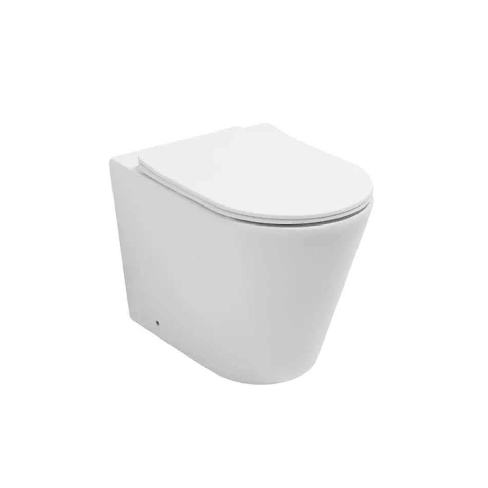 Vrijstaand toilet met slanke softclose-zitting in wit keramiek - Salice Viadurini