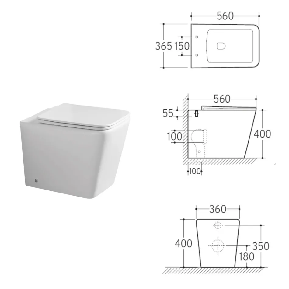 Vrijstaand toilet met softclose keramische zitting en modern design - Giunco Viadurini