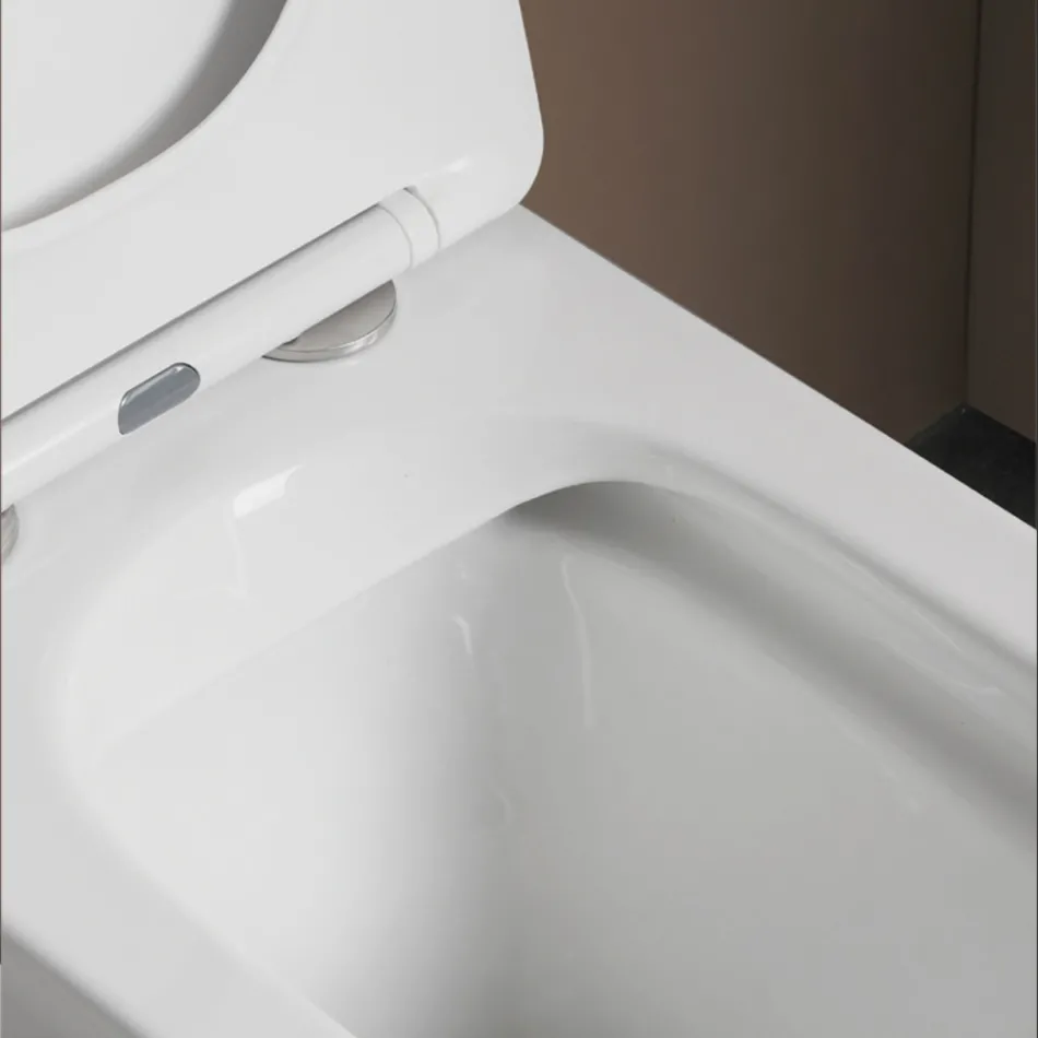 Vrijstaand toilet met softclose keramische zitting en modern design - Giunco Viadurini