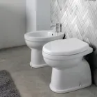 Modern wit keramisch vrijstaand toilet met polyester zitting - Silica Viadurini