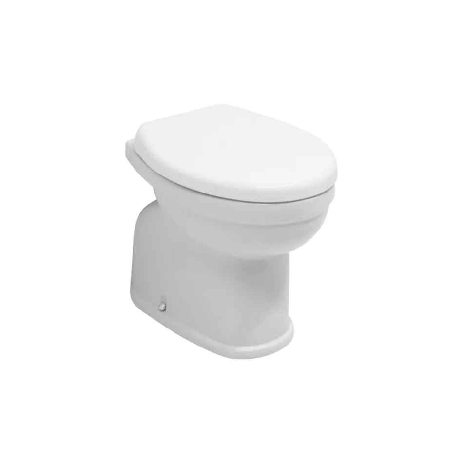 Modern wit keramisch vrijstaand toilet met polyester zitting - Silica Viadurini