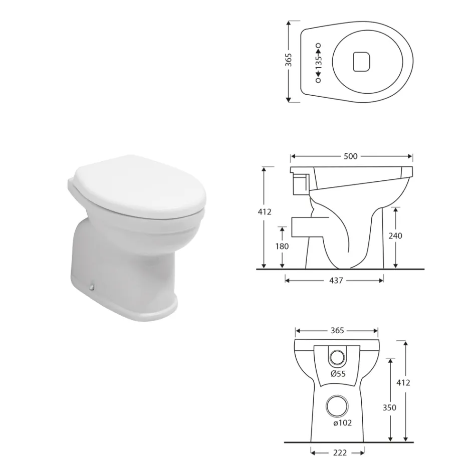 Modern wit keramisch vrijstaand toilet met polyester zitting - Silica Viadurini