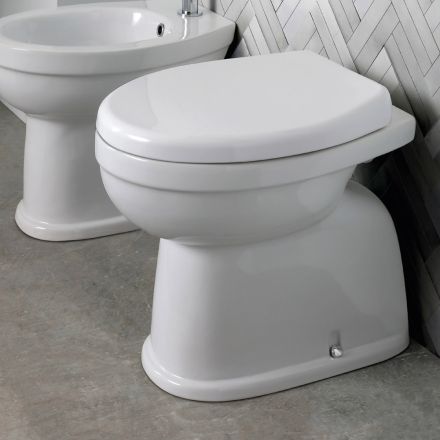 Modern wit keramisch vrijstaand toilet met polyester zitting - Silica Viadurini