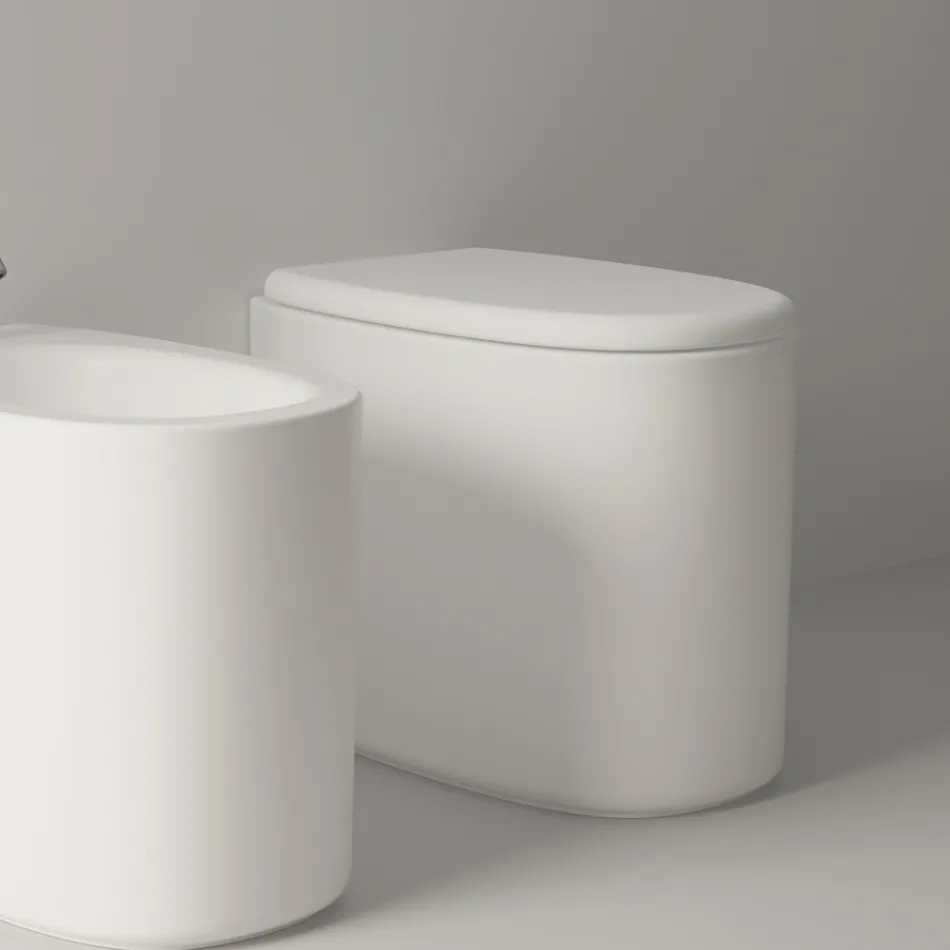 Staande keramische toiletpot in diverse kleuren, made in Italy - Girl Viadurini