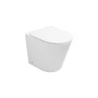 Randloos staand toilet met softclose zitting in wit keramiek - Juniper   Viadurini