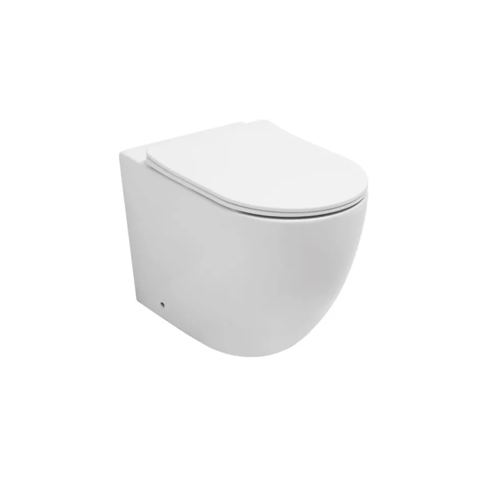 Vrijstaande toiletpot met softclose zitting in wit keramiek - Elm Viadurini