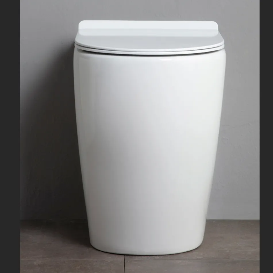 Oleander keramisch toilet met uitschuifbare spoelfunctie en softclose toiletbril. Viadurini