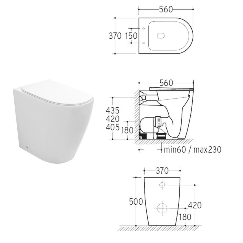 Oleander keramisch toilet met uitschuifbare spoelfunctie en softclose toiletbril. Viadurini