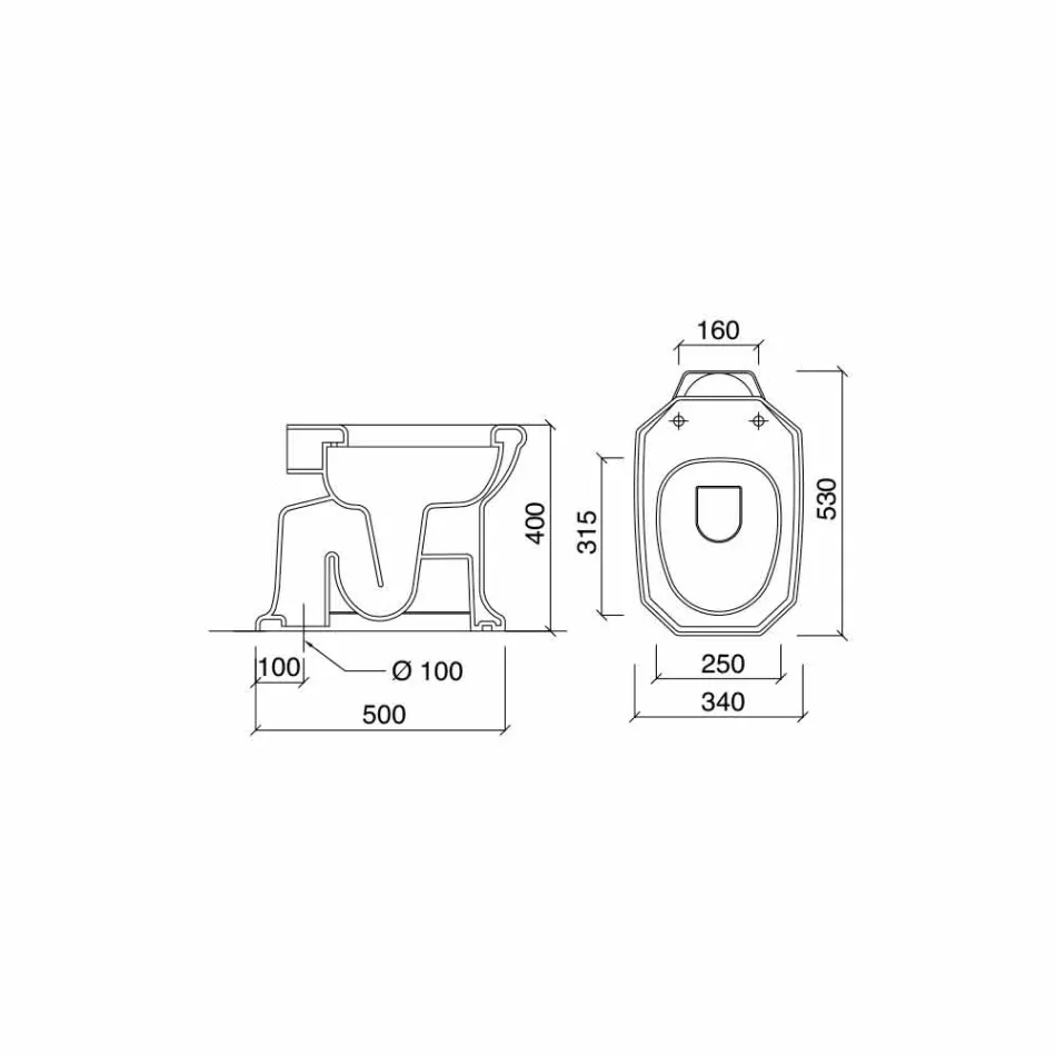 Witte keramische vloer vaas met zwarte zitting Made in Italy - Nausica Viadurini