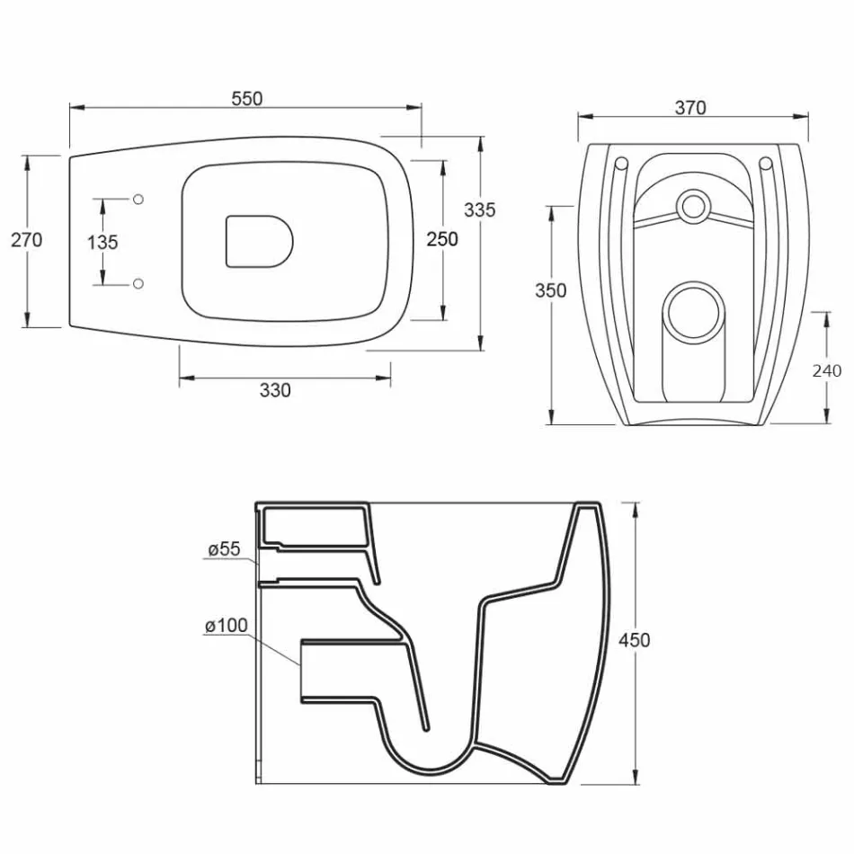 Witte keramische WC vaas met modern design Gais, made in Italy Viadurini