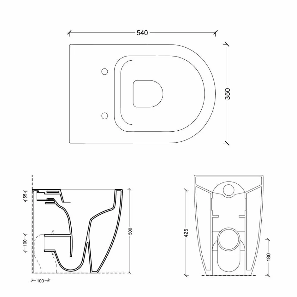 Vaas WC in wit keramiek modern design Shine Plein H50 Rimless Viadurini