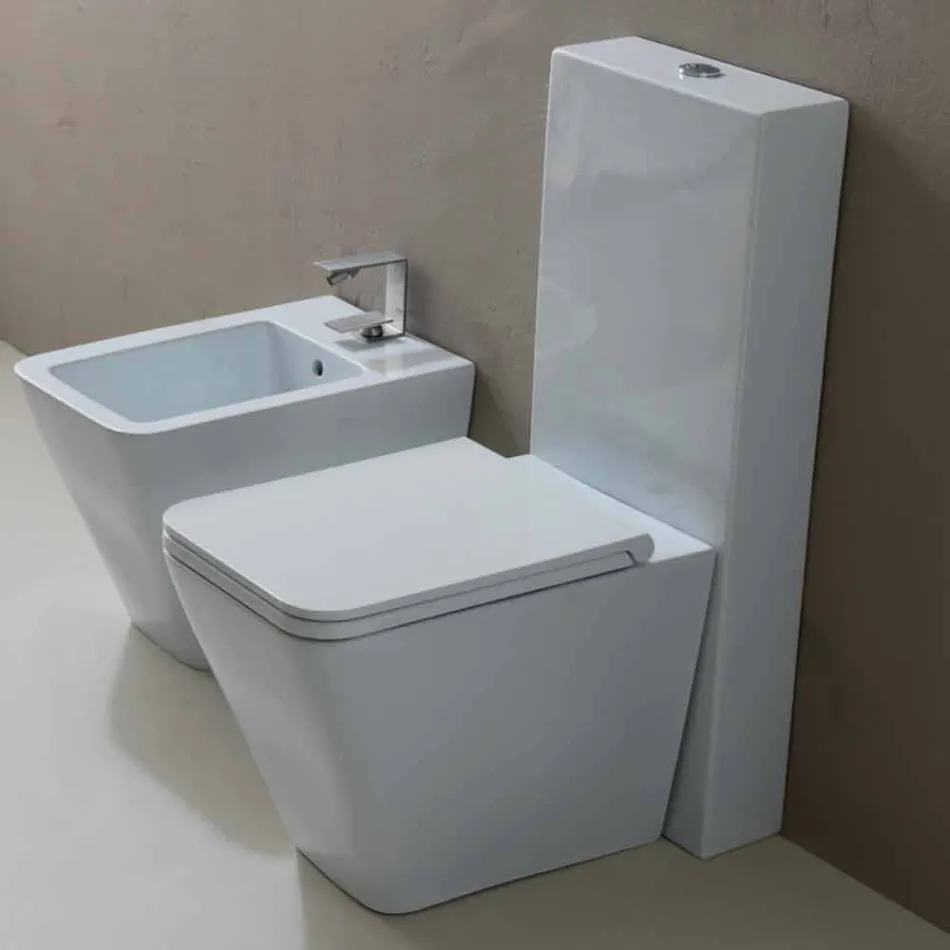 Vaas WC in wit keramiek modern design Zon Vierkant, made in Italy Viadurini