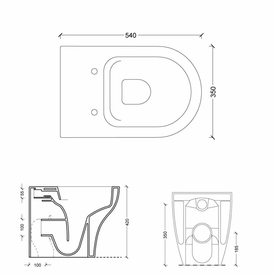 Vaas Witte keramische wc-Star 54x35cm Made in Italy, modern design Viadurini