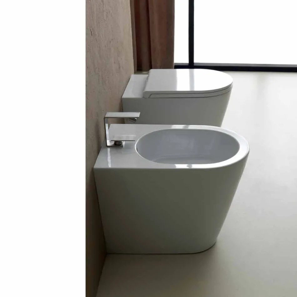 Vaas toilet in modern wit keramiek Zon Ronde 57x37 cm Made in Italy Viadurini