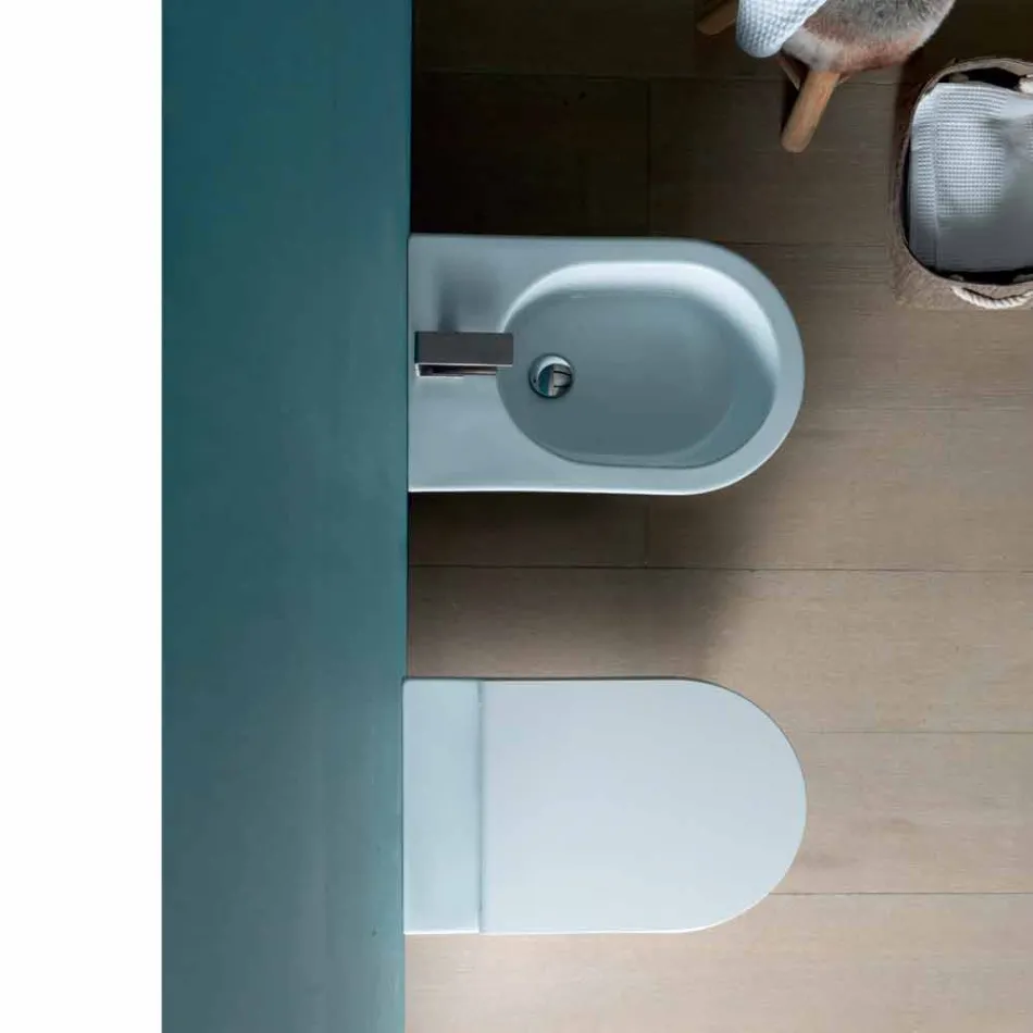 Vaas toilet in modern wit keramiek Zon Ronde 57x37 cm Made in Italy Viadurini