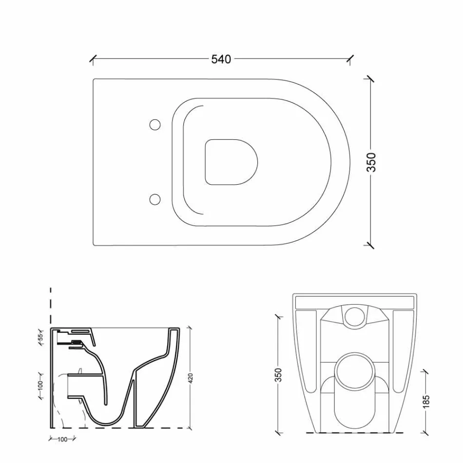 Vaas modern toilet wit keramiek Shine Plein Rimless Made in Italy Viadurini